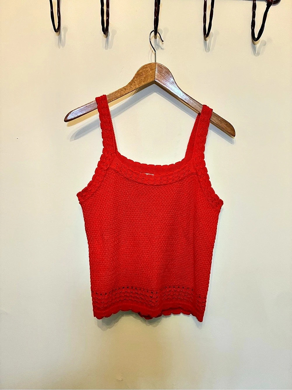Oak & Fort Red Knit Tank Top Like New Size Medium